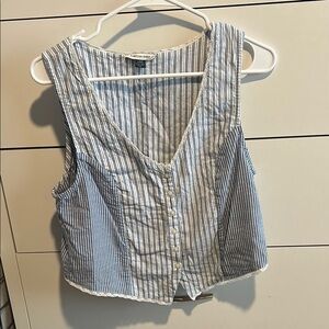 American Eagle Outfitters Blue and White Crop Tank Top
